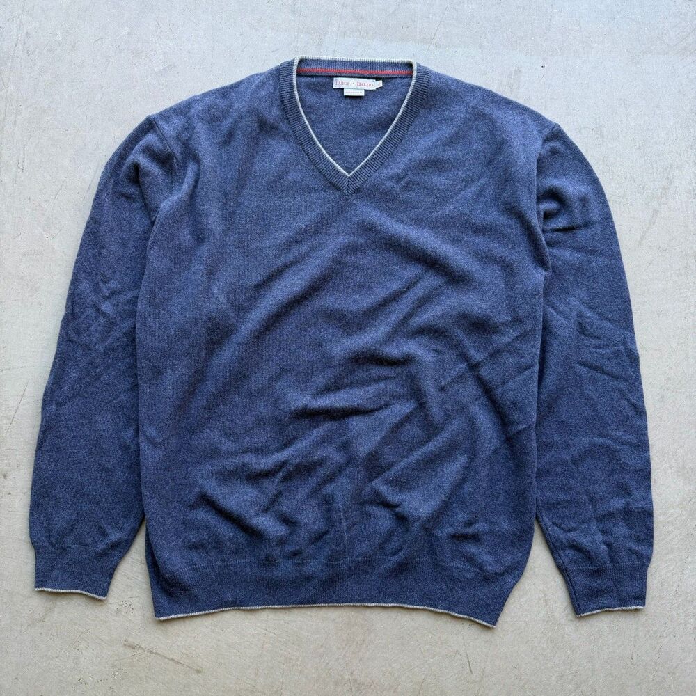 Luigi Baldo Mens XL 100% Cashmere Sweater Sweater Preppy Italy Made Blue